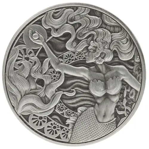 2025 1 oz Samoan - Mermaid & Pearl Antique Silver Coin (3)